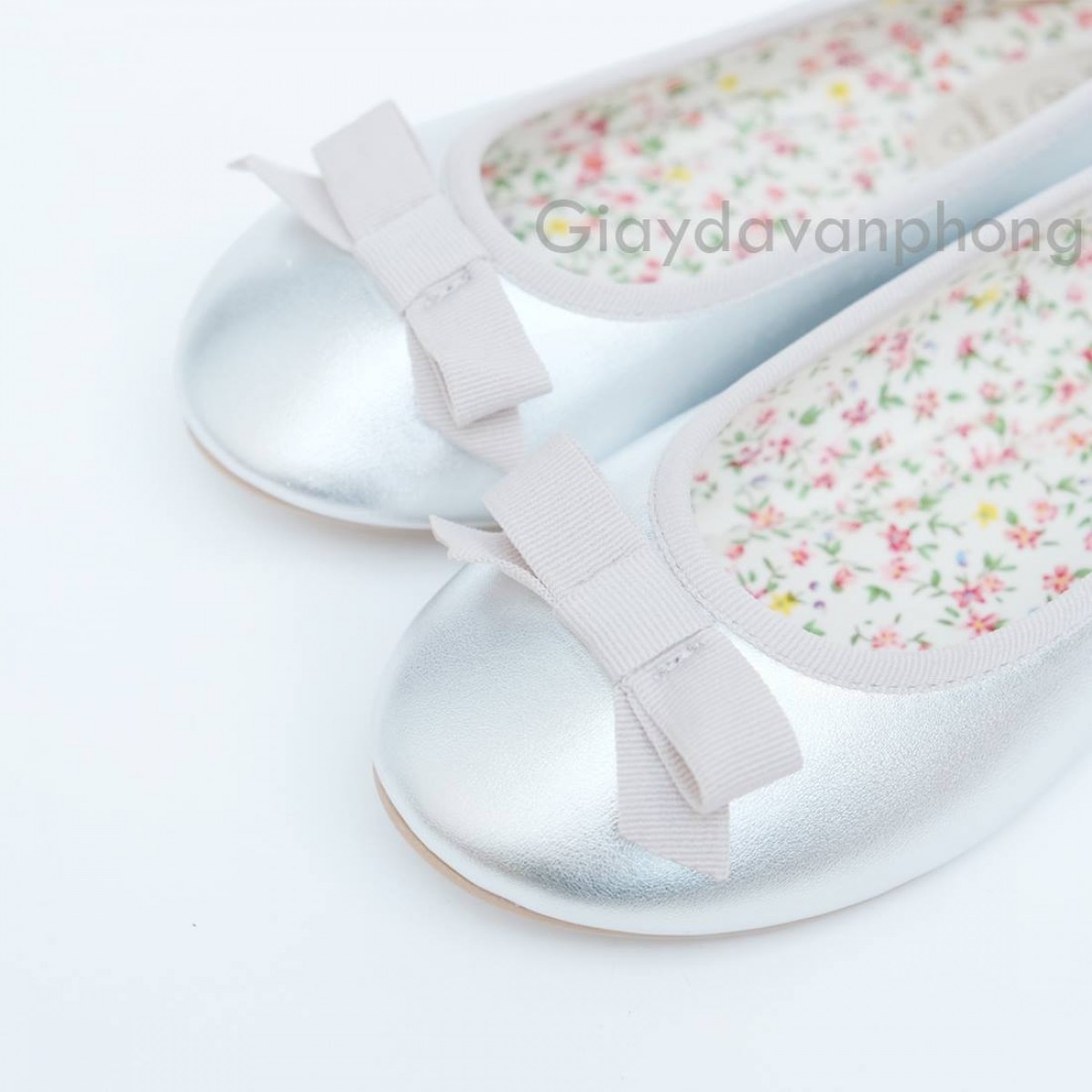 GIÀY BÚP BÊ BẠC MŨI TRÒN NƠ - XUẤT TBN