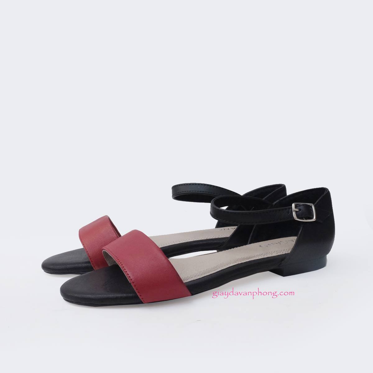 GIÀY SANDAL DA QUAI NGANG - ĐỎ