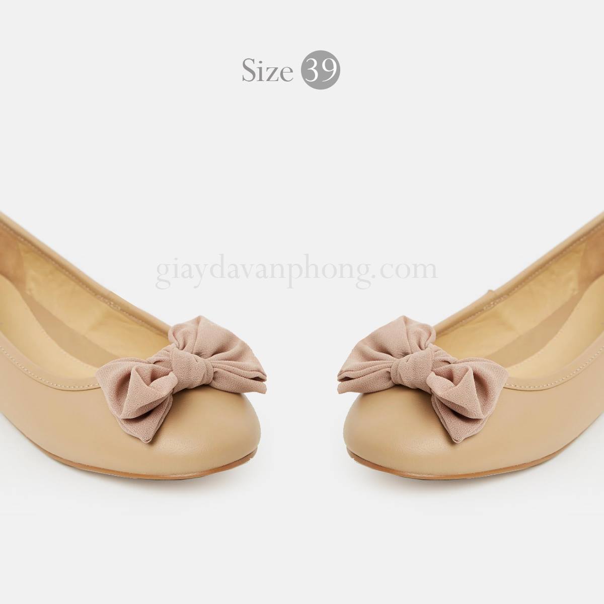 GIÀY BÚP BÊ DA THẬT MŨI TRÒN NƠ - HPNUDE