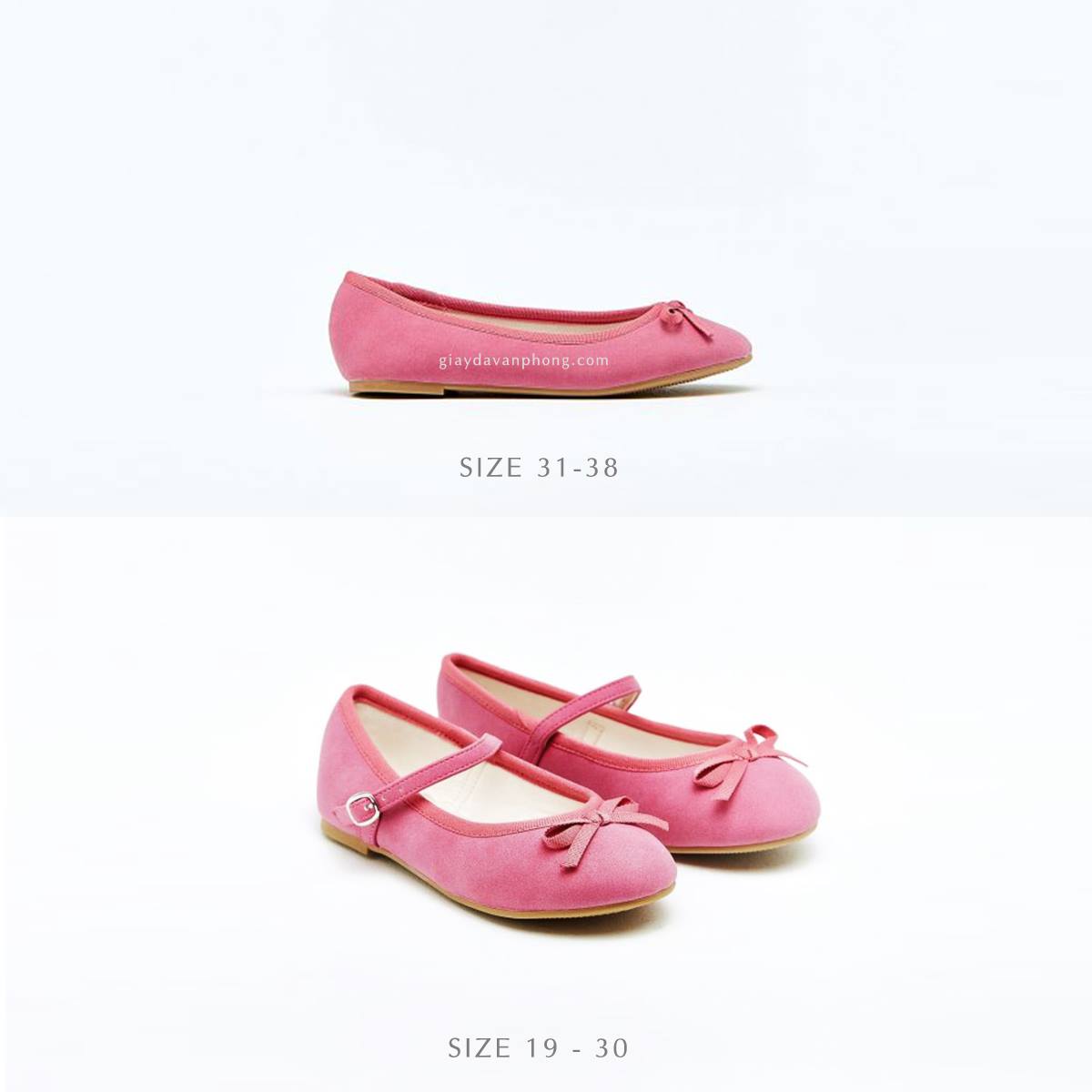 GIÀY BÚP BÊ MŨI TRÒN BÉ GÁI NƠ XINH - SF1PINK