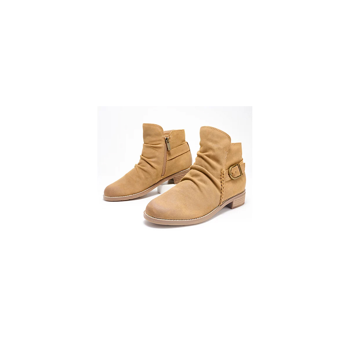 BOOTS CỔ THẤP PHỐI KHÓA DA THẬT