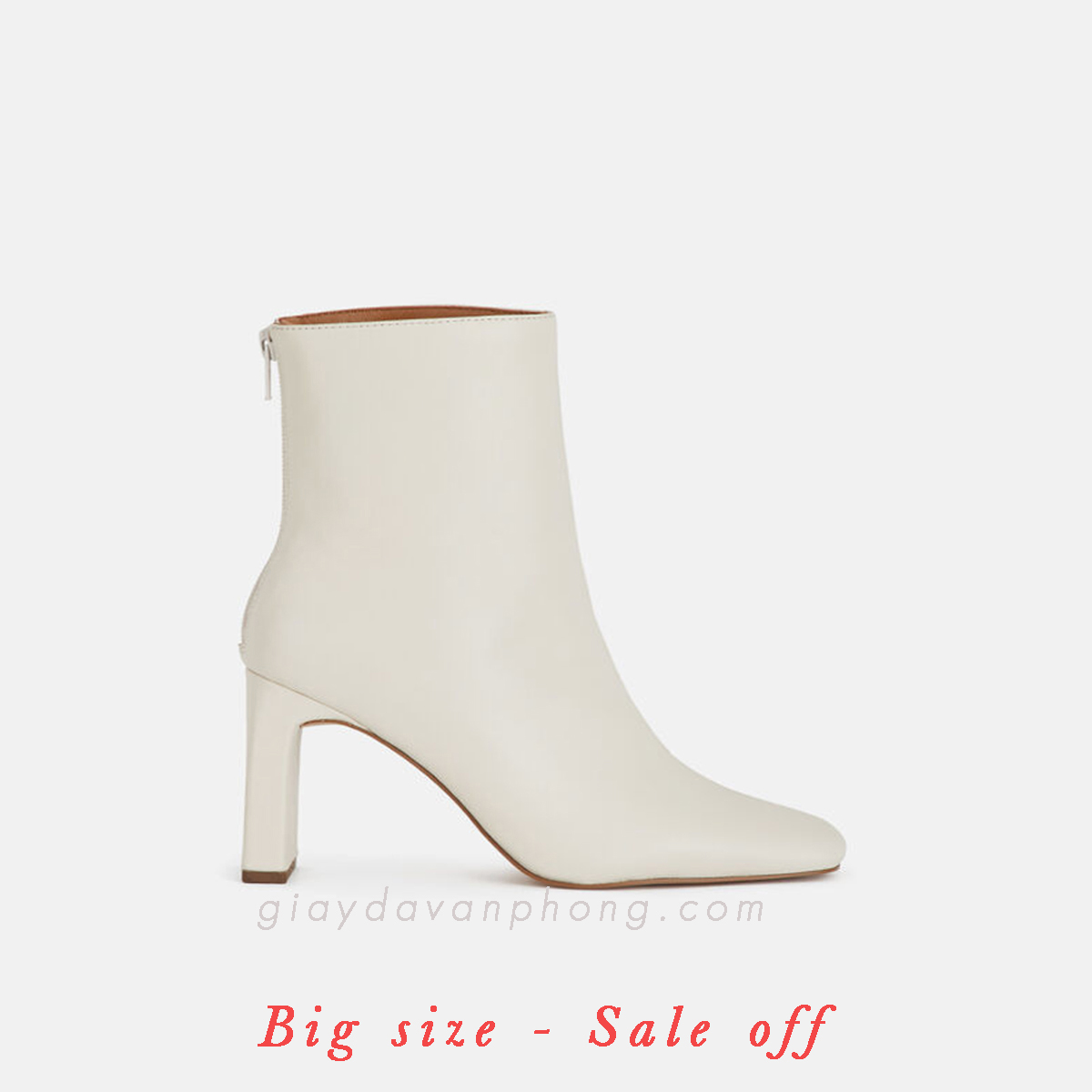 Giày boots da thật big size nữ màu trắng Minelli cao cấp