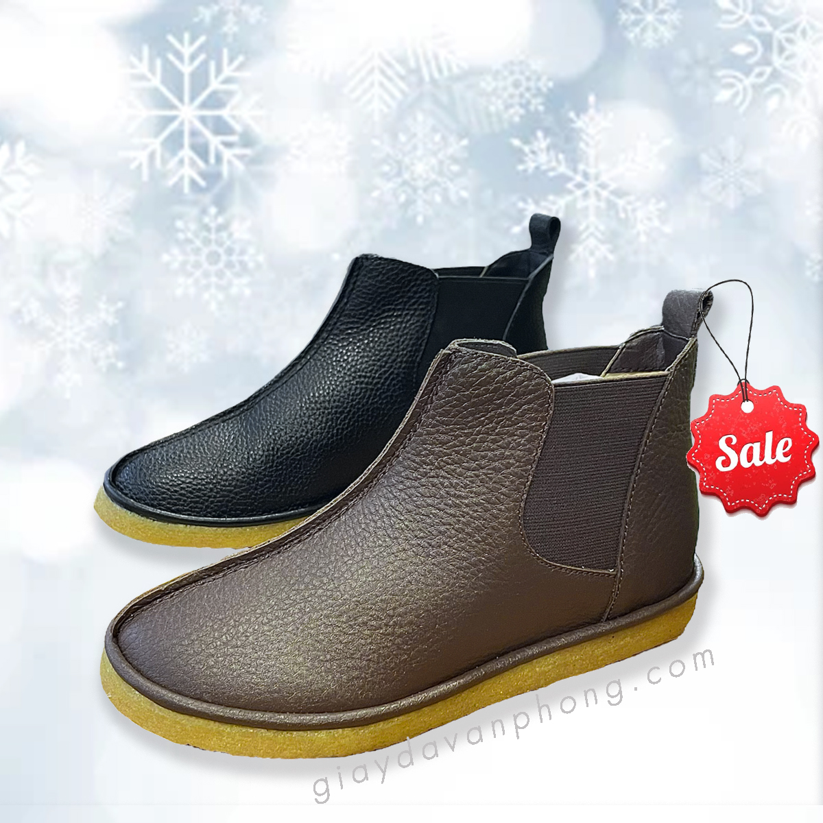 Giày chelsea boots da thật đế cao su non dòng Nhật 