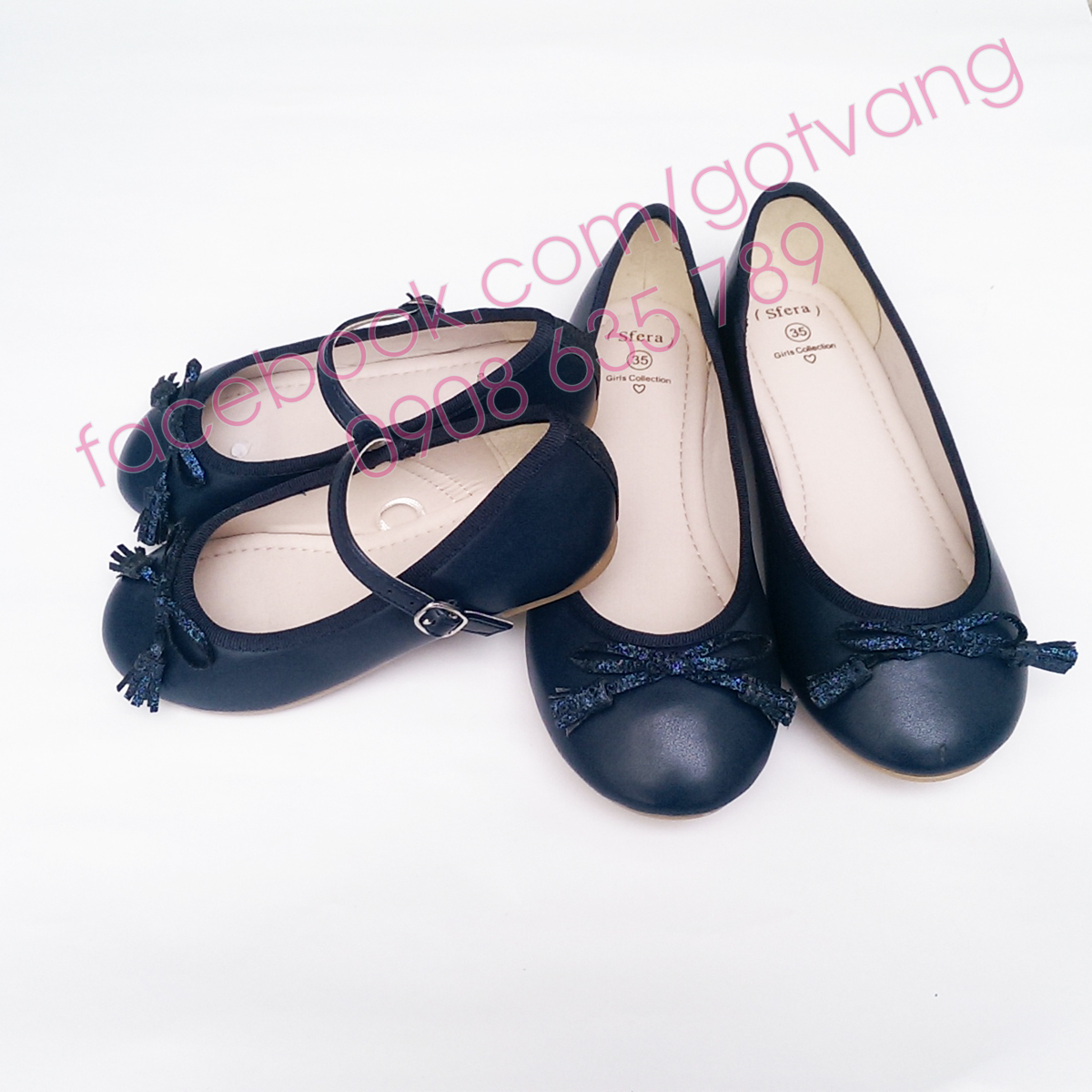 GIÀY BÚP BÊ VNXK - GIÀY MẸ CON NAVY NƠ