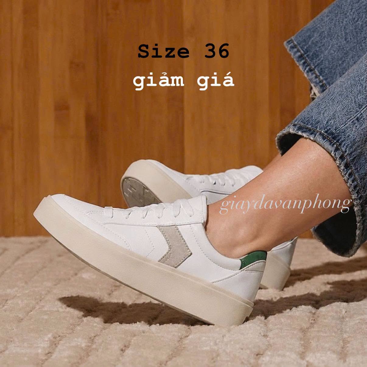 Giày sneaker thể thao độn đế phối gót màu xanh lá