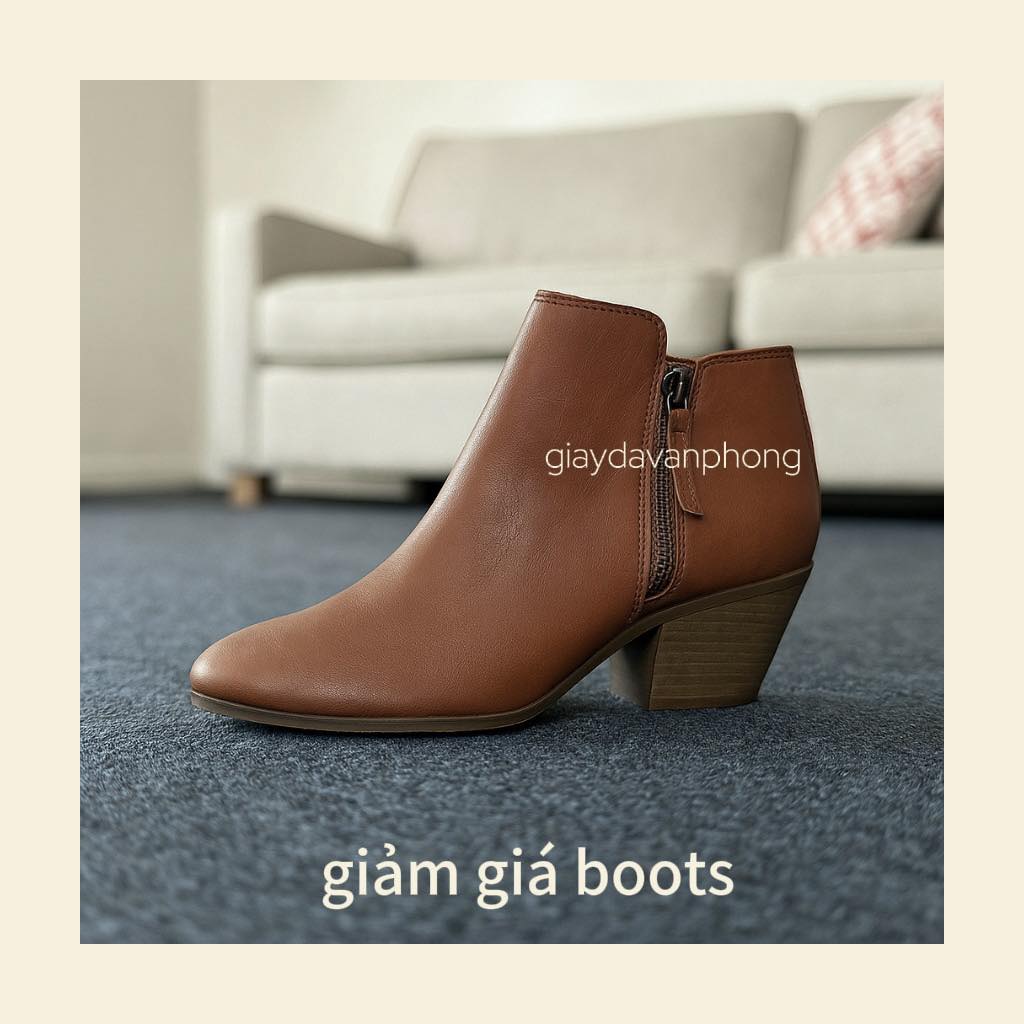 Boots gót vuông khóa kéo 2 bên Fryer