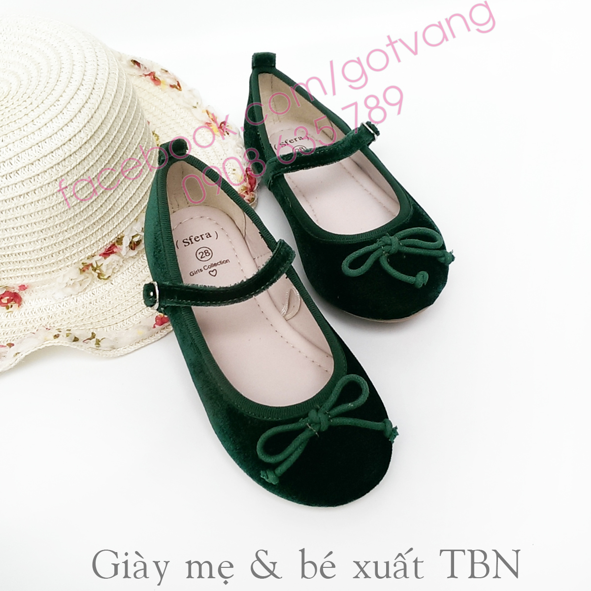 GIÀY BÚP BÊ VNXK - GIÀY MẸ CON XANH LÁ LỘN