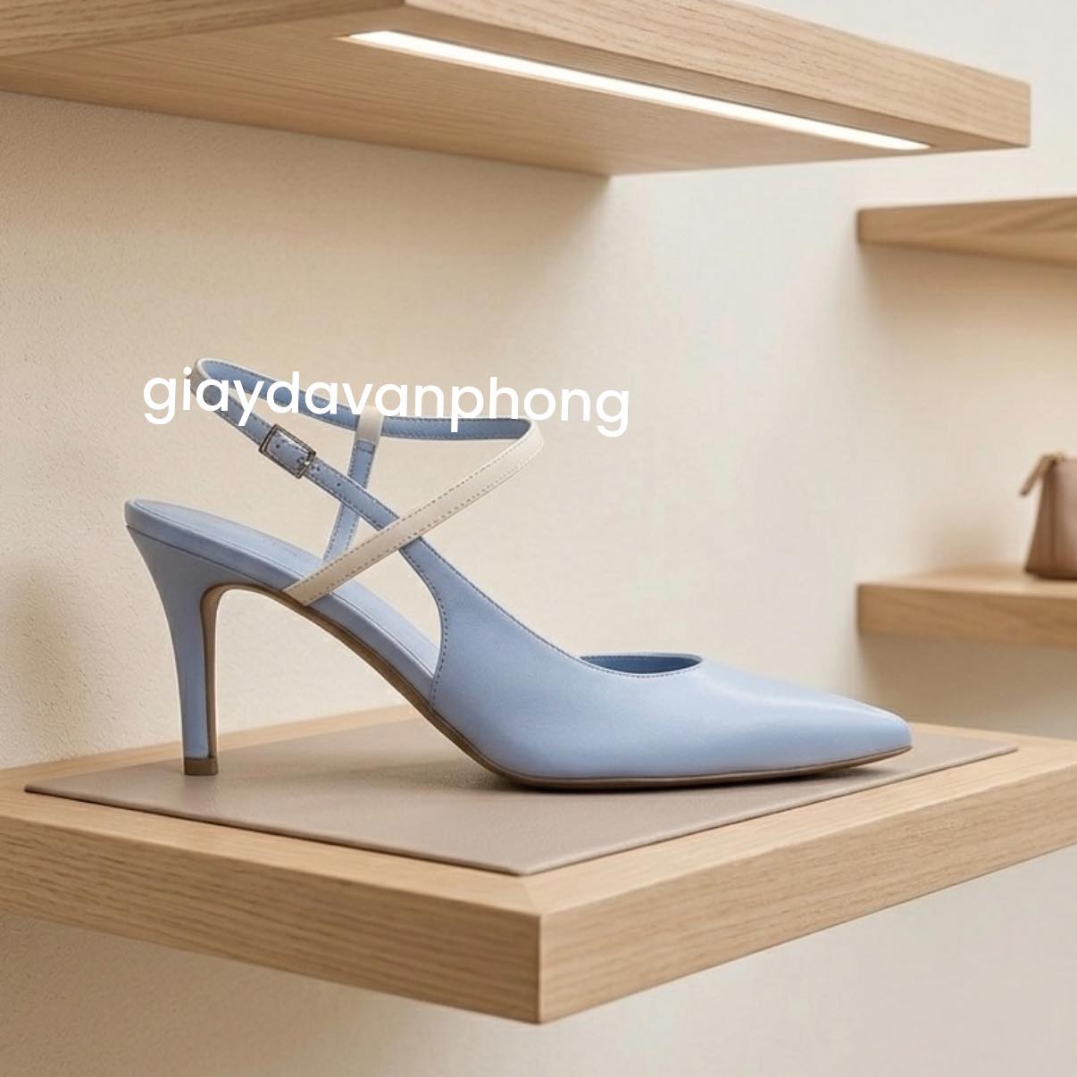 Giày cao gót mũi nhọn quai vắt phối màu slingback