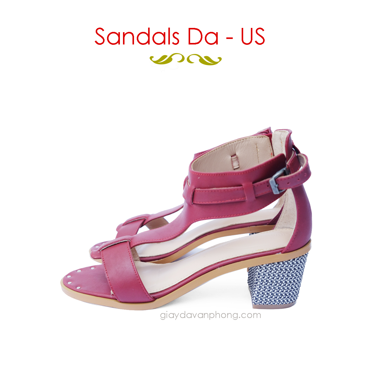 GIÀY XĂNG ĐAN (SANDALS) DA QUAI NGANG XUẤT US - HUSH BORDO