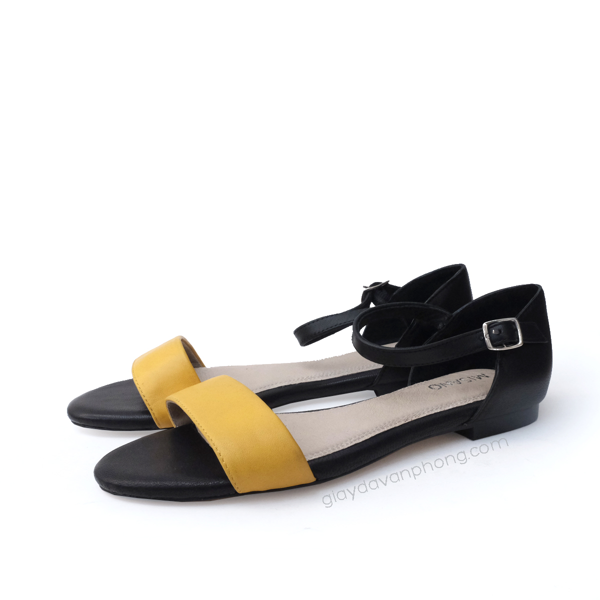 GIÀY SANDAL DA QUAI NGANG - VÀNG