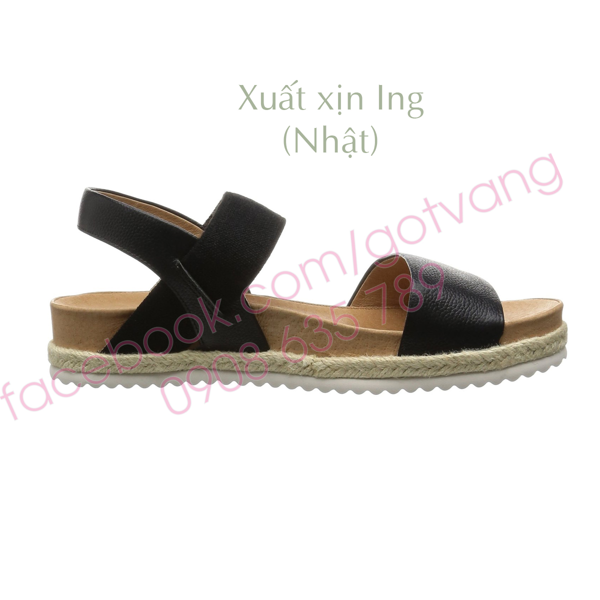 SANDAL DA VIỀN CỐI XUẤT NHẬT - ĐEN