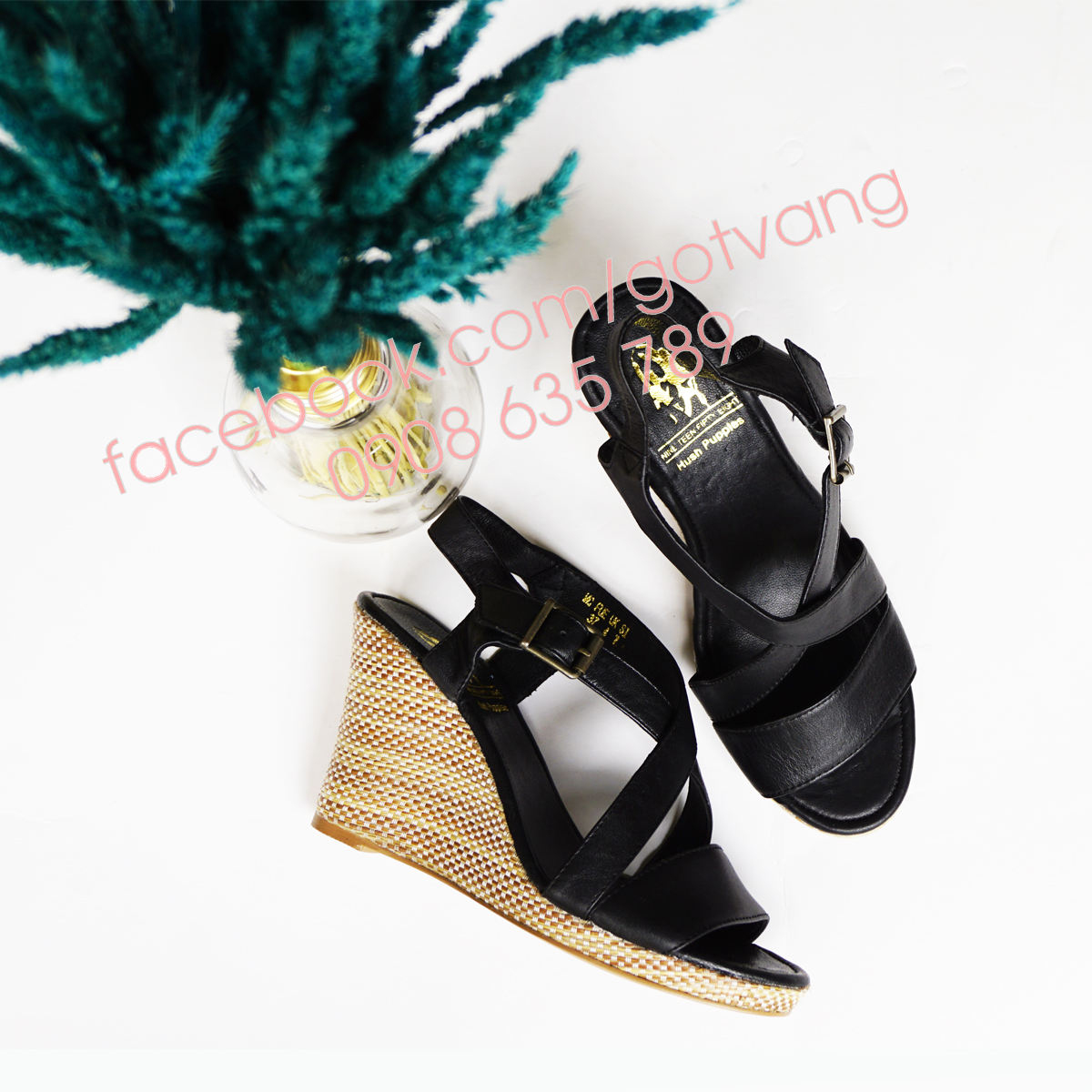 GIÀY SANDAL ĐẾ XUỒNG BỌC CÓI DA BÒ - ĐEN