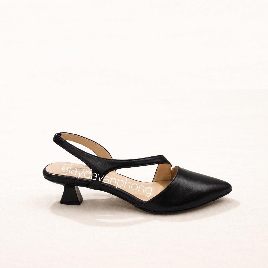 Giày cao gót mule slingback mũi nhọn quai chéo da mềm của Mỹ 
