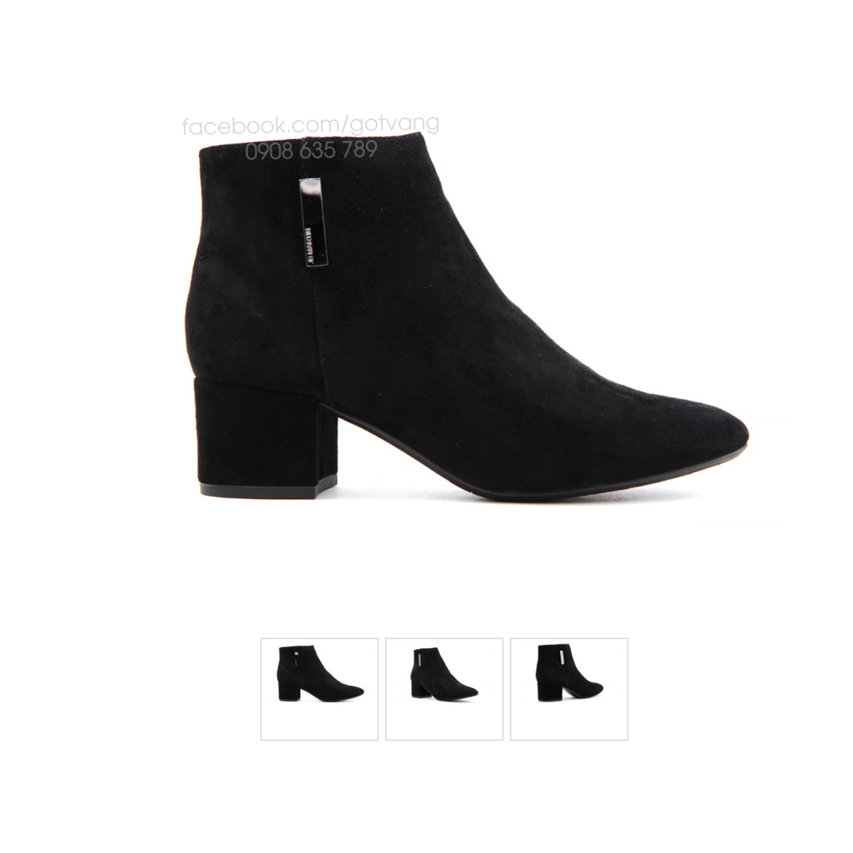 GIÀY BOOTS GÓT VUÔNG DA CỪU LỘN XUẤT KHẨU