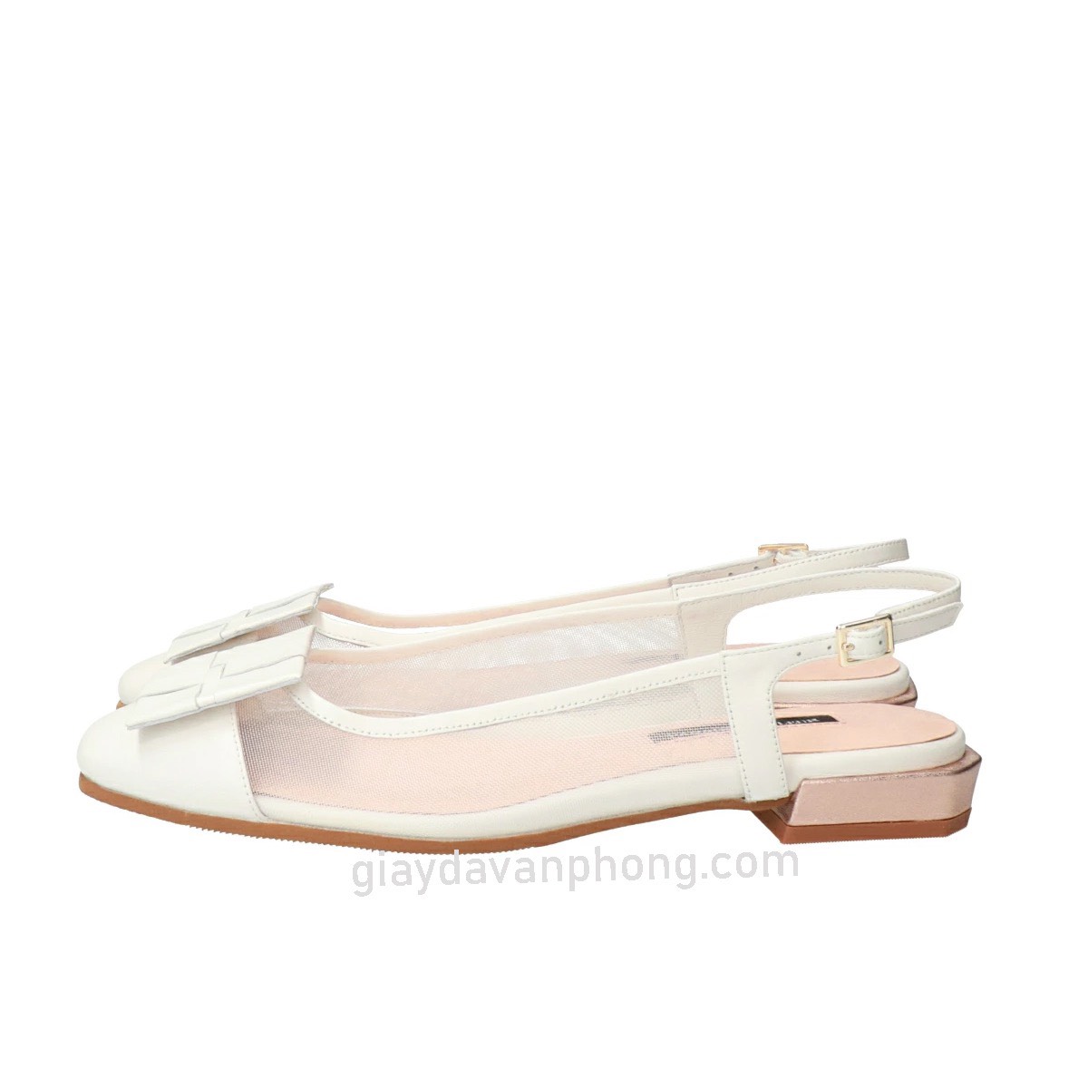 GIÀY SLINGBACK GÓT THẤP PHỐI LƯỚI